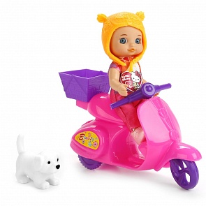 Кукла из серии Hello Kitty 12 см., без звука, с мопедом, щенком и аксессуарами, несколько видов (Карапуз, YL1701M-RU-HK (40))